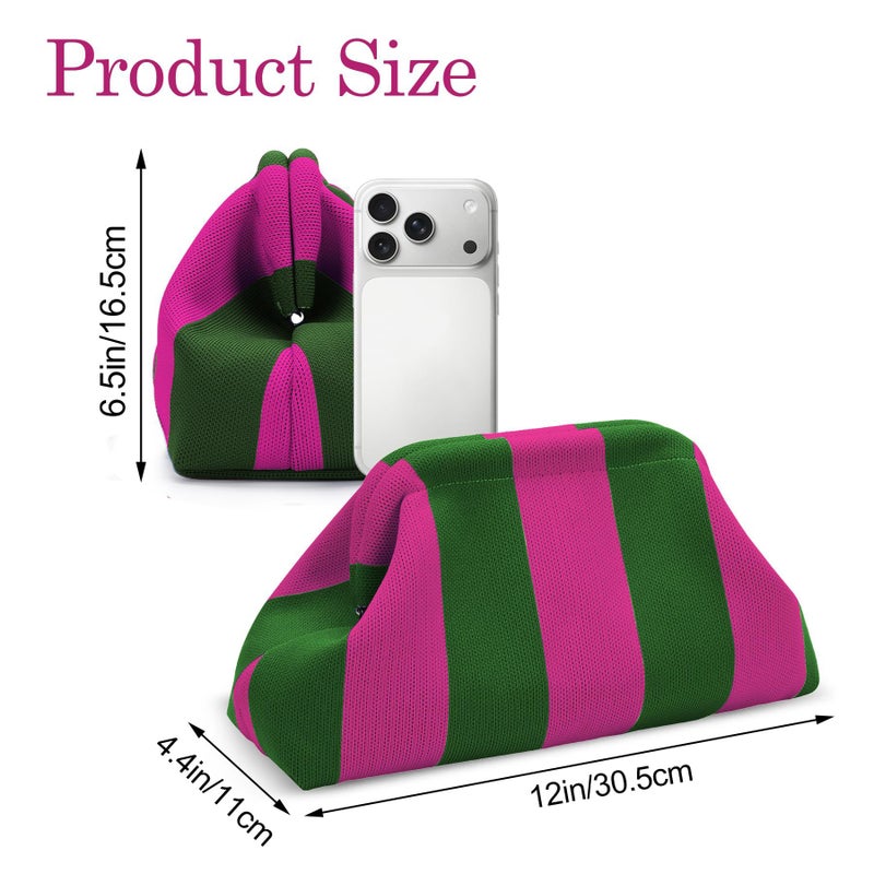 Knitted Mahjong Tile Bag with Stripe Pattern, Large Capacity Cosmetic Toiletry Bag - Image 4
