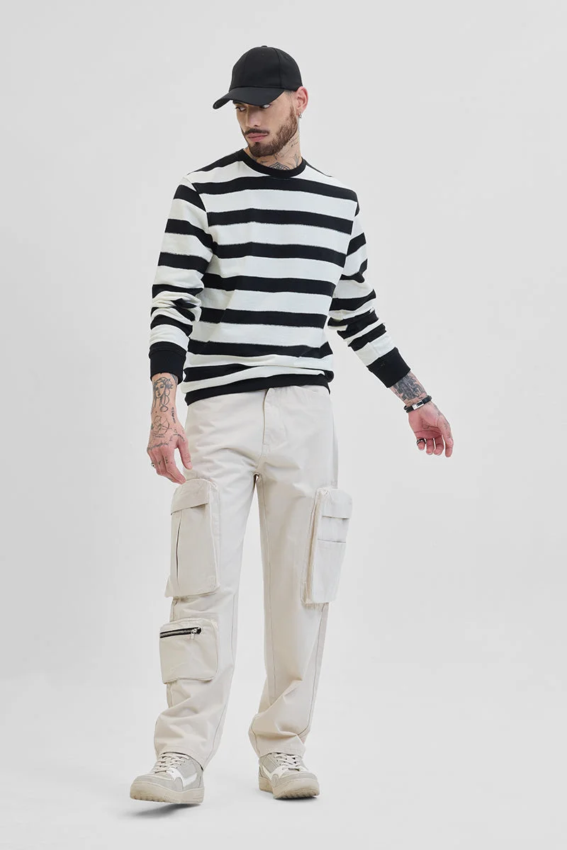 Snitch Black Black Knitted Stripes Sweater for Men | Best Price UAE