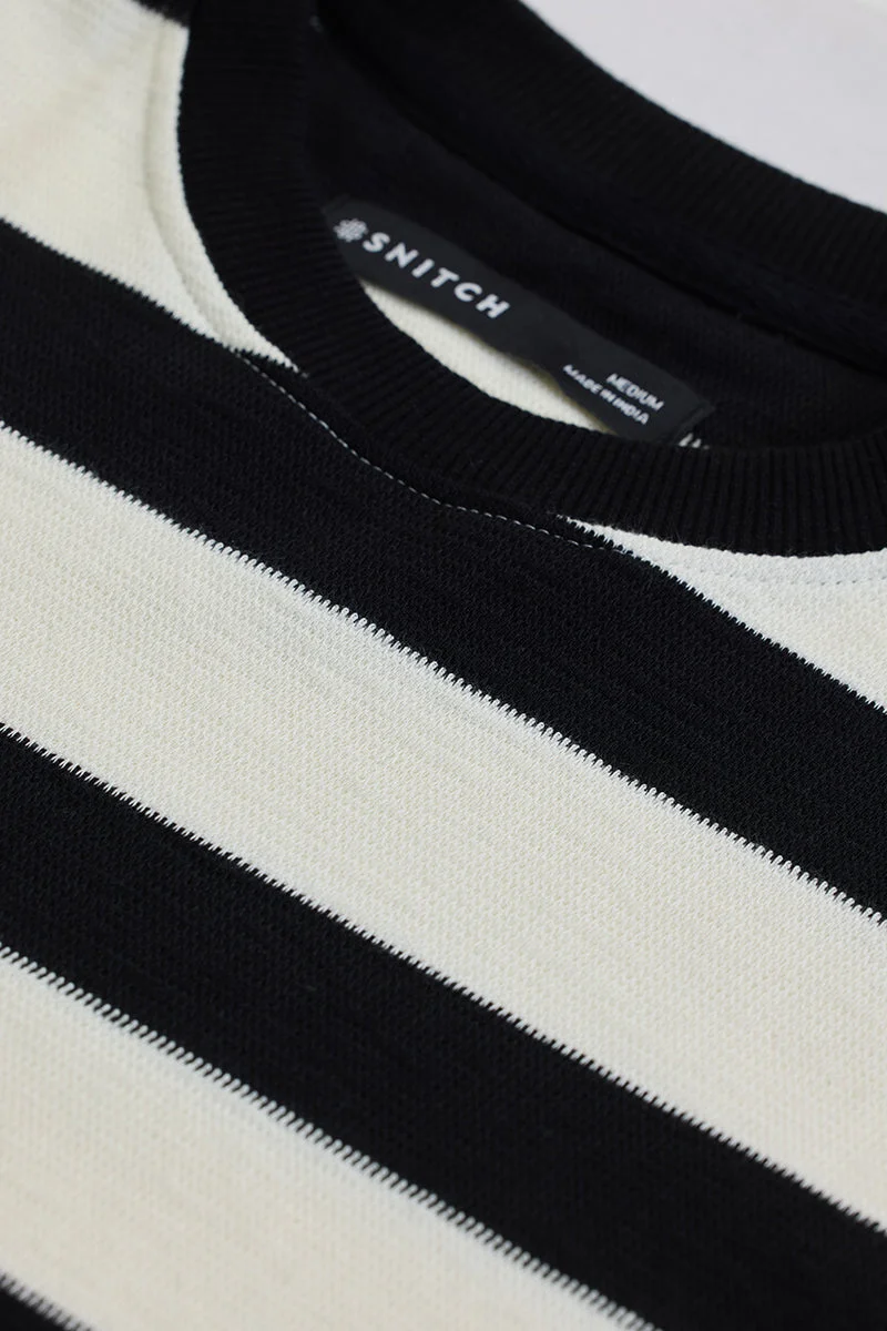 Snitch Black Black Knitted Stripes Sweater for Men | Best Price UAE
