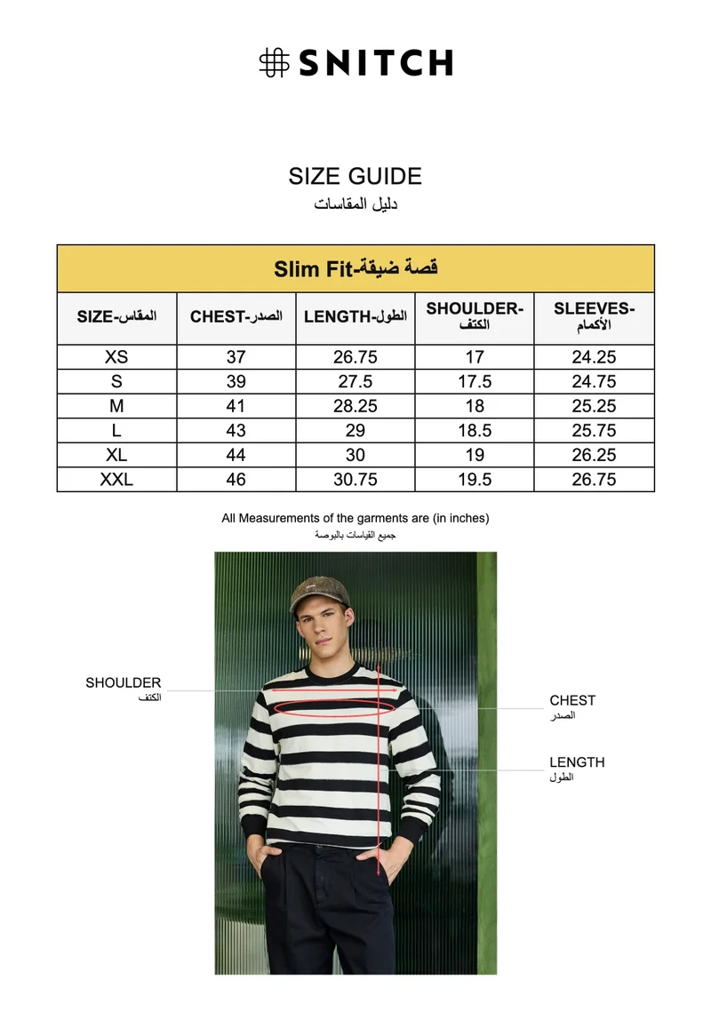 Snitch Black Black Knitted Stripes Sweater for Men | Best Price UAE