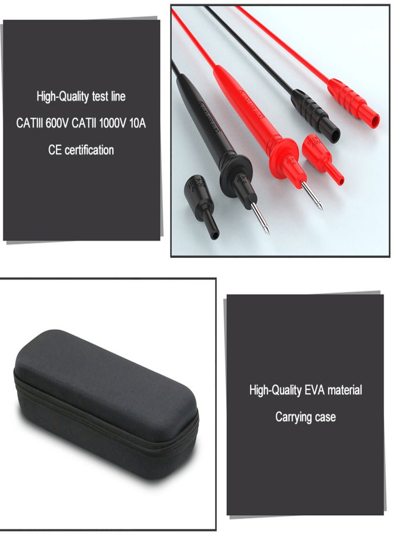 بي سايد جهاز قياس متعدد رقمي احترافي لقياس الجهد ومقاومة التردد ودرجة الحرارة واختبار الاستمرارية وكاشف درجة الحرارة وجهاز اختبار متعدد بشاشة إضاءة خلفية رقمية وجهاز اختبار VFC - Image 2