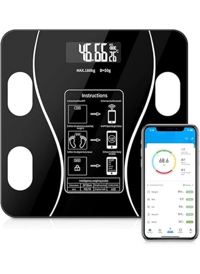 آي سكيل ميزان حمام رقمي لقياس وزن الجسم ميزان دقيق للمساعدة في فقدان الوزن يتميز بقياسات عالية الدقة وتحمل وزن يصل إلى 180 كجم مزود بتقنية التشغيل عند الوقوف - Image 1