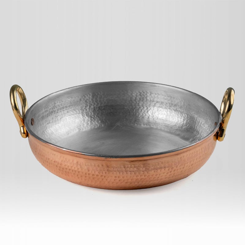 Healthsmith Healthsmith - 100% Pure Copper Fry Pan/Kadai with Handles - Handcrafted & Tin-Coated - Lead-Free & Harmless - Provides Several Health Benefits - Lasts a Lifetime - 3.5L, 1.6kg  - Image 4