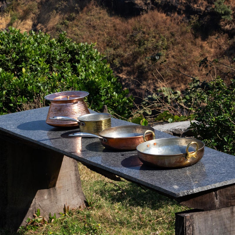 Healthsmith Healthsmith - 100% Pure Copper Fry Pan/Kadai with Handles - Handcrafted & Tin-Coated - Lead-Free & Harmless - Provides Several Health Benefits - Lasts a Lifetime - 3.5L, 1.6kg  - Image 3