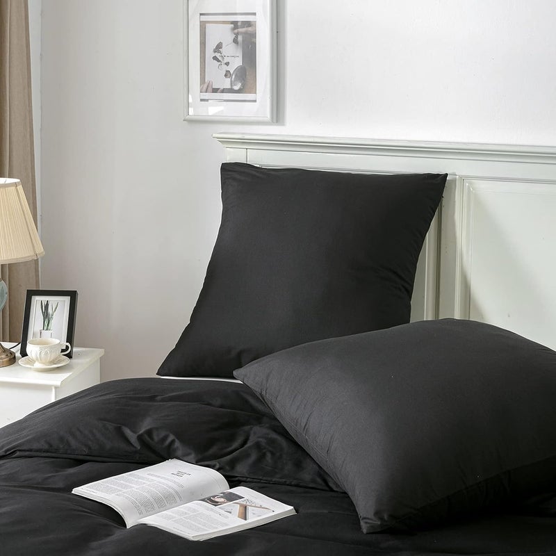 Good Nite Bed Linen 200 x 200 cm 3-Piece Black Bed Linen Sets Microfibre Duvet Cover 200 x 200 cm + 1 Pillowcase 80 x 80 cm Breathable Soft - Image 4