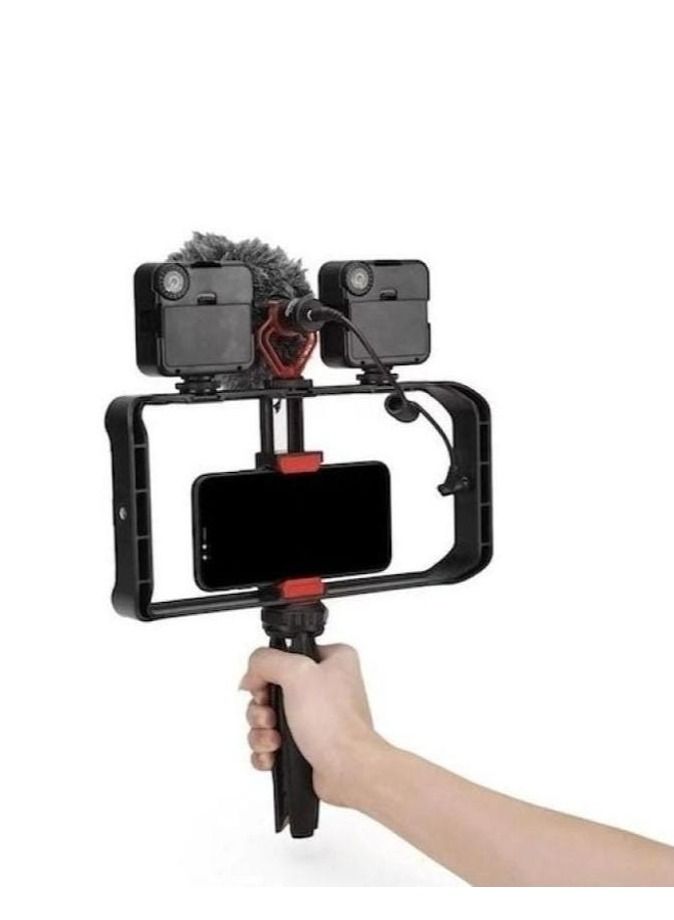 Jmary MT33 Mobile Phone Vlogging Filmmaking Cage Stabilizer with Tripod - Image 3