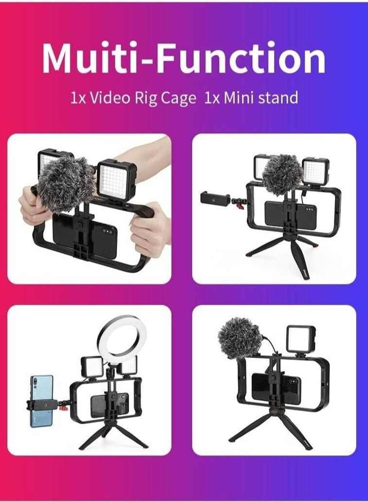 Jmary MT33 Mobile Phone Vlogging Filmmaking Cage Stabilizer with Tripod - Image 4