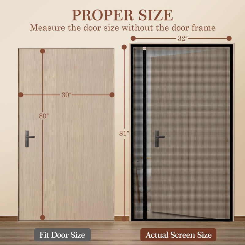 Yotache Reversible Left Right Side Opening Magnetic Screen Door Fits Door Size 62 x 80, Enjoy Breeze Net Curtain for Front, Balcony, Patio Sliding Door, Actual Screen Size 64" x 81" - Image 2