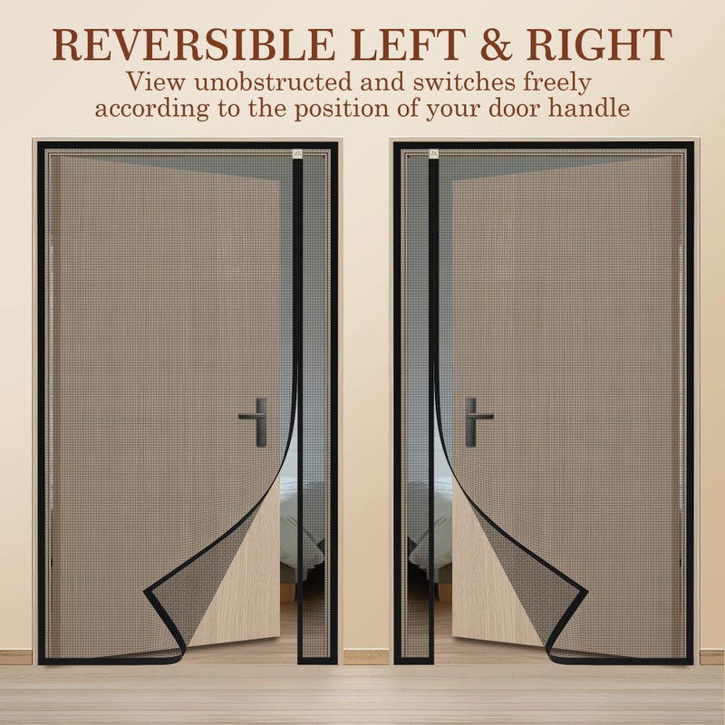Yotache Reversible Left Right Side Opening Magnetic Screen Door Fits Door Size 62 x 80, Enjoy Breeze Net Curtain for Front, Balcony, Patio Sliding Door, Actual Screen Size 64" x 81" - Image 3