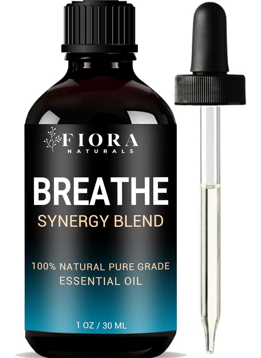Fiora Naturals - Breathe Essential Oil for Diffuser - Essential Oil Blend with Eucalyptus Peppermint Tea Tree and Peppermint, Breathe Easy Essential Oil for Humidifier, Rub, and Aromatherapy - Image 1