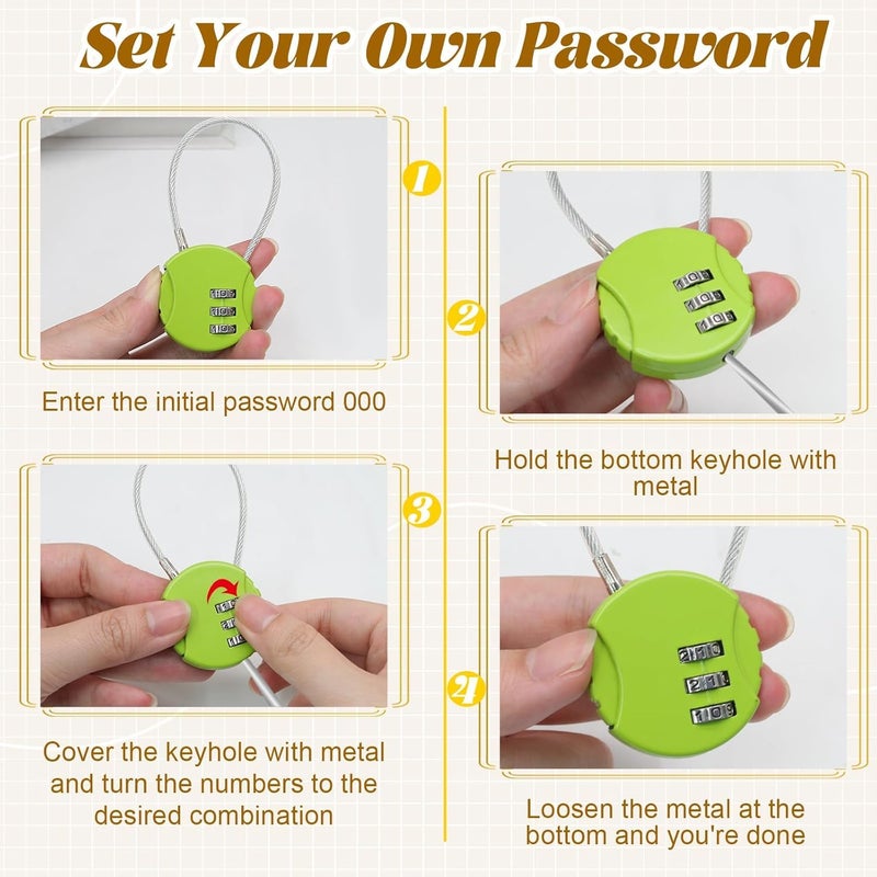 FEBLICH قفل حقيبة السفر بتركيبة 3 أرقام، قفل صالة رياضية صغير مقاوم للماء قابل لإعادة الضبط لقفل الأمتعة في الهواء الطلق للمدرسة وحقيبة الظهر وأدوات السفر (أسود) - Image 3