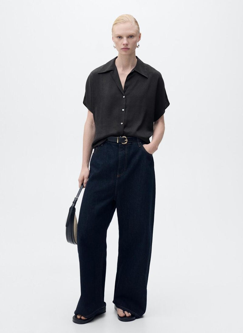 MANGO Short-Sleeved Satin Shirt  - Image 4