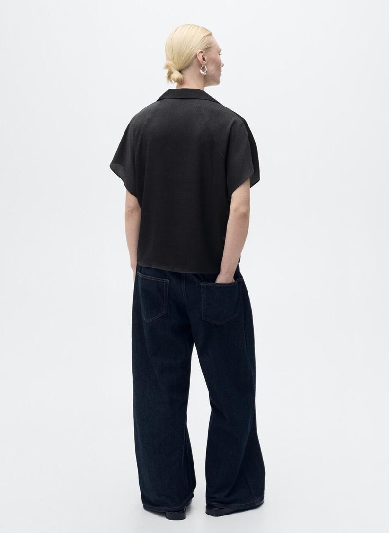MANGO Short-Sleeved Satin Shirt  - Image 2
