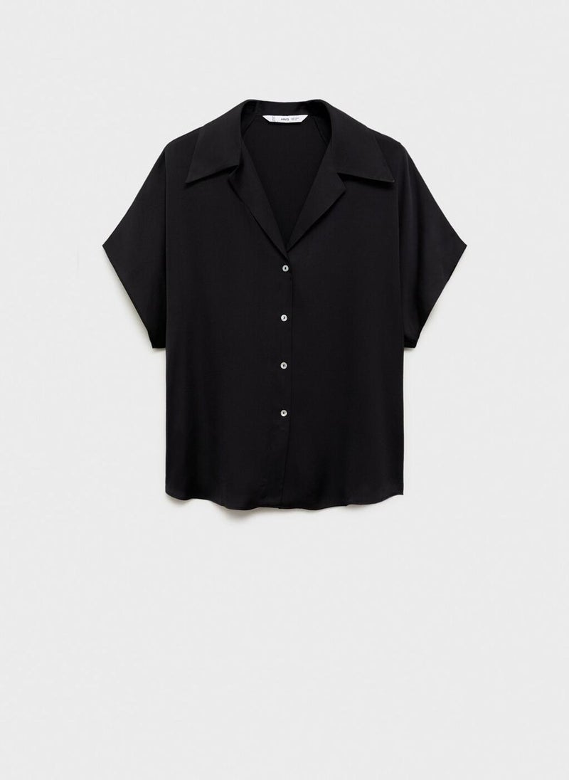 MANGO Short-Sleeved Satin Shirt  - Image 5