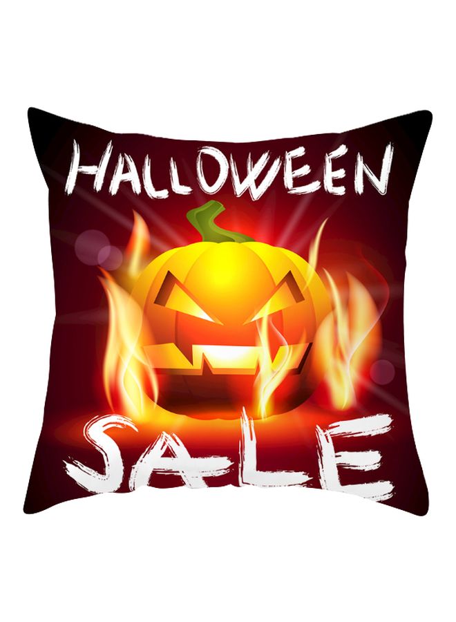 NIBEMINENT Halloween Printed Cushion Cover Orange/Red/White 45x45cm