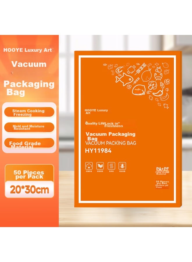 HOOYE Hooye Vacuum Packaging Bags, Food Bags, Plastic Sealing Bags, Ribbed Bags, 20*30cm, 50 Pieces/box, Hy11984  - Image 1