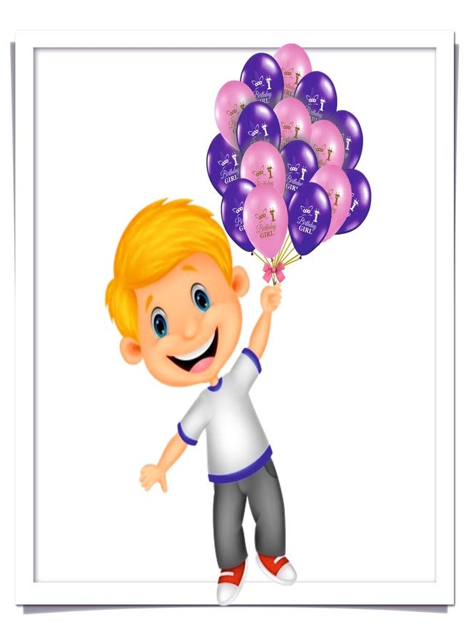 HK balloons Rubber 50Pcs 1St Birthday Decoration Items Pink & Purple Balloon For Kids Baby Girl First Birthday Party Decoration Item For Princes Birthday Party Decoration - Image 3