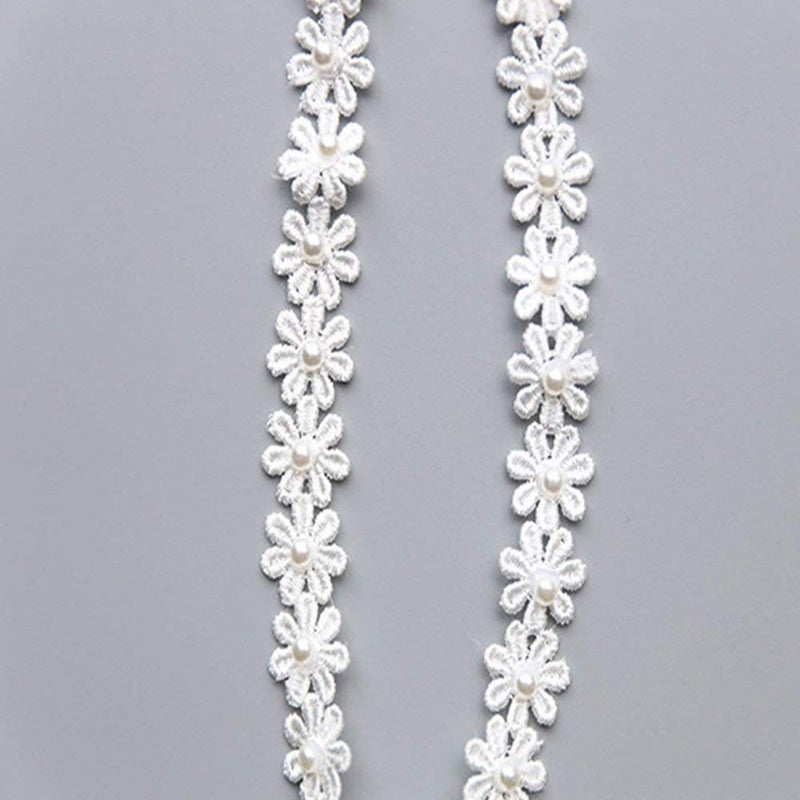 RQJ Christening Headband Baptism Halo Toddler Lace Headband Bows Flowers Pearl Baby Hair Accessories - Image 4