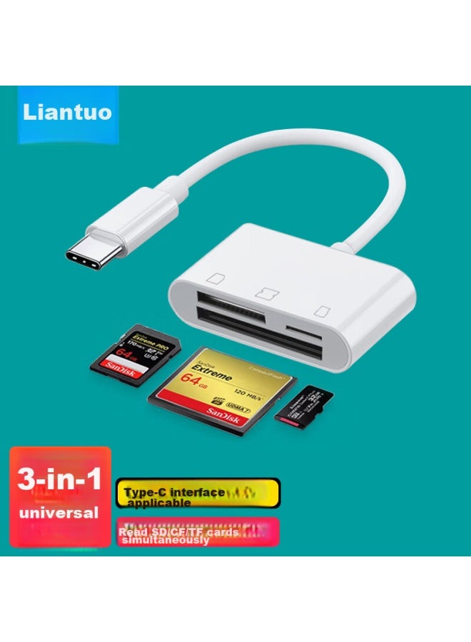Linkstone Liantuo Type-c Multifunctional 3-in Card Reader, Type-c High-speed Reading And Writing, Supports Tf/sd/cf And Other Phone Cards And Camera Cards - Image 1