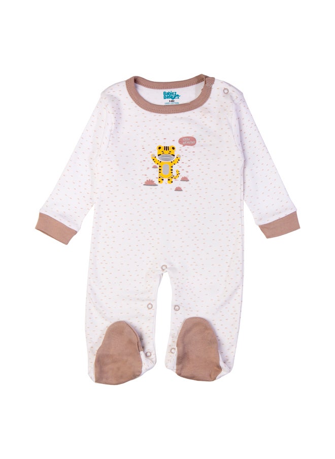 Babies Basic 5 Piece Unisex 100% Cotton Gift Set Include Bib, Romper, Mittens, Cap And Sleepsuit/Jumpsuit- Stay Healthly  - Image 3