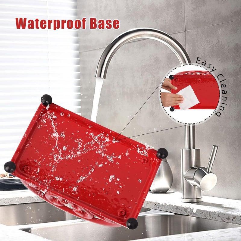 Minluful Vintage Cast Iron Napkin Holder for Table Upright Paper Napkins Dispenser for Kitchen Restaurant Cocktail Bar with Red Flower Pattern Decor - Image 3
