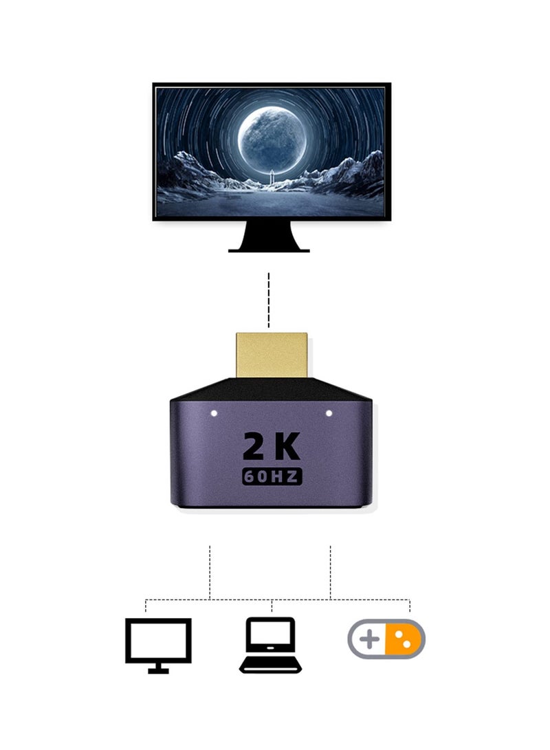 Excefore HDMI Splitter 1 in 2 Out 2K, Splitter for FullHD 2K@60HZ, 1X2 HDMI Splitter for Dual Monitors Duplicate/Mirror, 1920x1080 3D Splitter, 1 Source to 2 Displays, Suitable for various HDMI-source devices  - Image 2