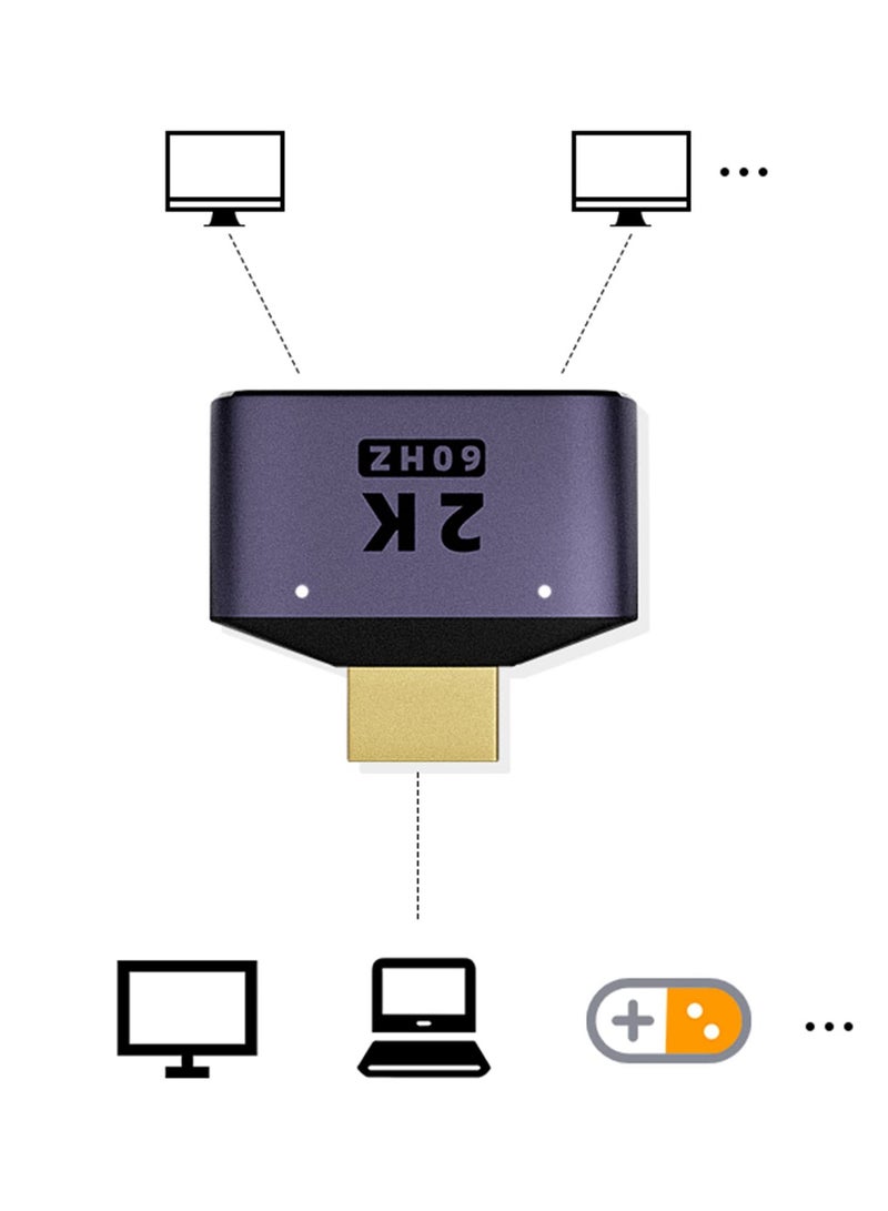 Excefore HDMI Splitter 1 in 2 Out 2K, Splitter for FullHD 2K@60HZ, 1X2 HDMI Splitter for Dual Monitors Duplicate/Mirror, 1920x1080 3D Splitter, 1 Source to 2 Displays, Suitable for various HDMI-source devices  - Image 3