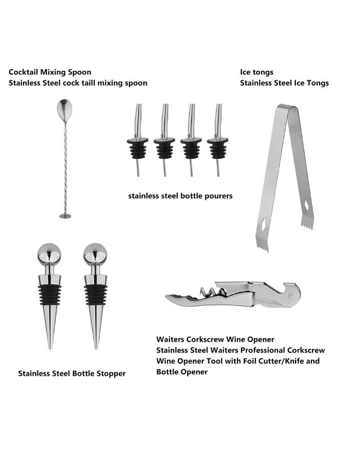 Cocktail Shaker Set, 24oz Cocktail Shaker 21Pcs Stainless Steel Bar Tools Bartending Kit with Black Acrylic Stand Cocktail Recipes Booklet for Drink Mixing, Home, Bar, Party - Image 5