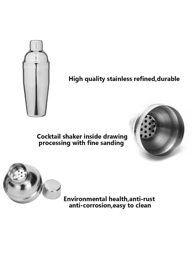 Cocktail Shaker Set, 24oz Cocktail Shaker 21Pcs Stainless Steel Bar Tools Bartending Kit with Black Acrylic Stand Cocktail Recipes Booklet for Drink Mixing, Home, Bar, Party - Image 3