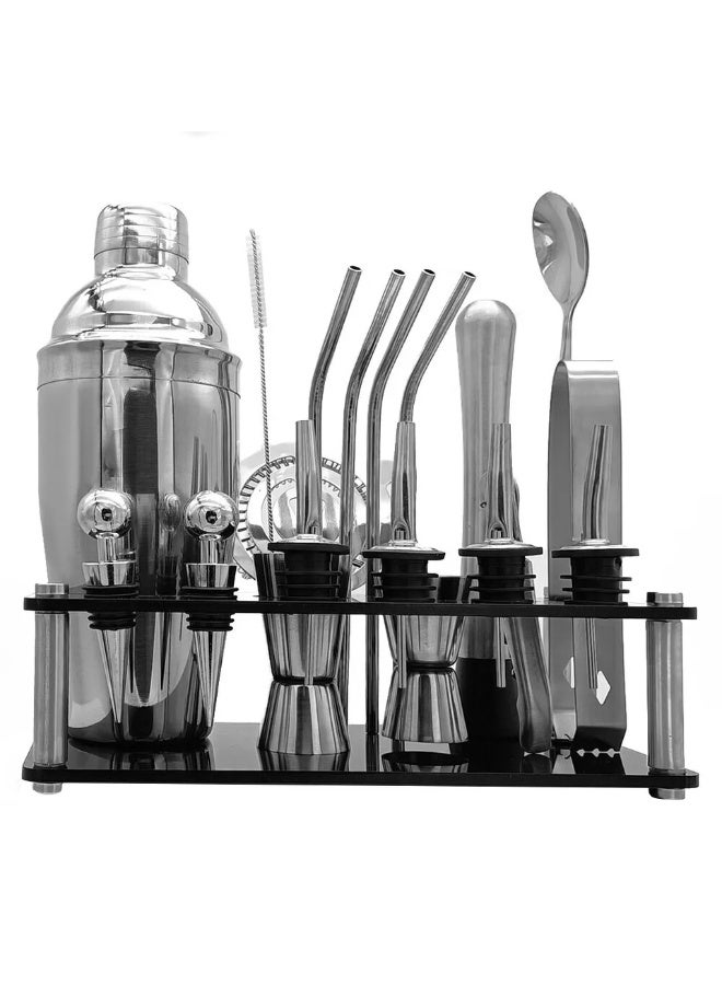 Cocktail Shaker Set, 24oz Cocktail Shaker 21Pcs Stainless Steel Bar Tools Bartending Kit with Black Acrylic Stand Cocktail Recipes Booklet for Drink Mixing, Home, Bar, Party - Image 2
