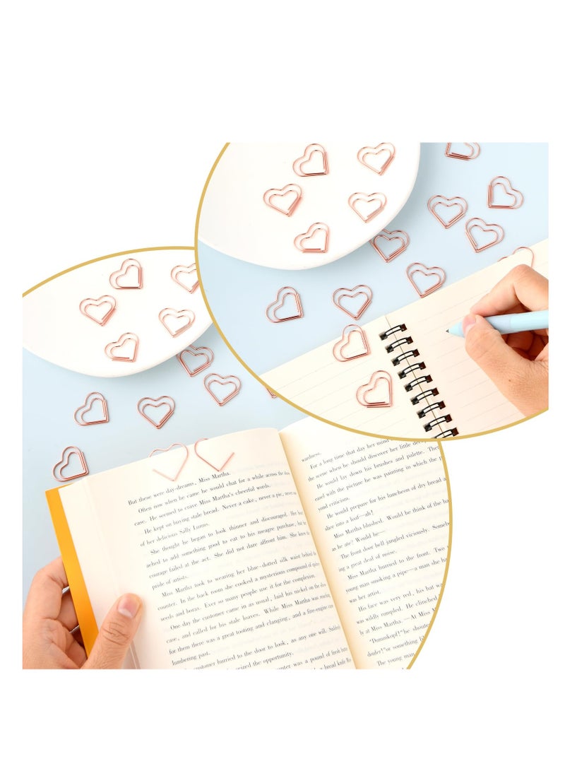 100pcs Rose Gold Heart Paper Clips Adroable Office Supplies Wedding Decoration Craft Scrapbooking Kids Women - Image 3