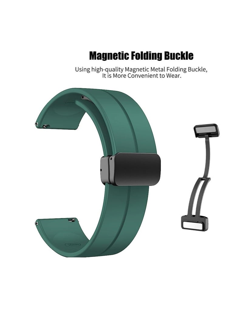 سوار ساعة سيليكون بإبزيم مغناطيسي مقاس 22 مم متوافق مع حزام 22 مم متوافق مع ساعة Xiaomi Redmi Watch 5 Active/Redmi Watch 5 Lite، 22 مم لـ - ساعة ذكية - - (حزام فقط) أخضر - Image 3