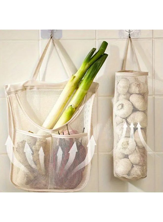 Wall Mounted Kitchen Storage Bag Large Capacity Mesh Design Transparent Material Small With Hook - Image 2
