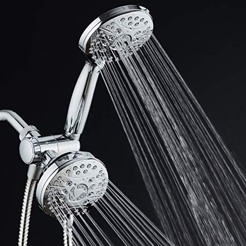 AquaSpa High Pressure 48-mode Luxury 3-way Combo – Dual Rain & Handheld Shower Head – Extra Long 6 Foot Stainless Steel Hose – Extra Large Face – Anti Clog Jets – All Chrome Finish – Top US Brand - Image 2