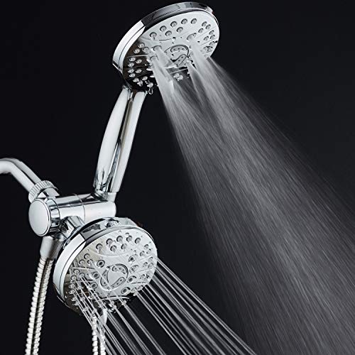 AquaSpa High Pressure 48-mode Luxury 3-way Combo – Dual Rain & Handheld Shower Head – Extra Long 6 Foot Stainless Steel Hose – Extra Large Face – Anti Clog Jets – All Chrome Finish – Top US Brand - Image 3
