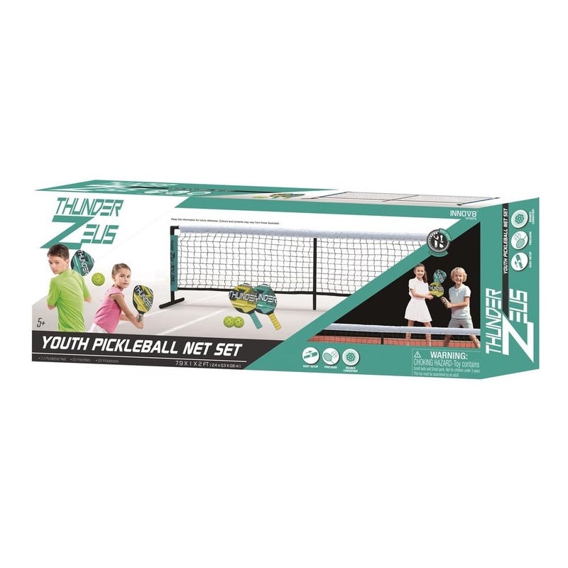 Playwell Innov8 Youth Pickleball Net Set, 2 Paddles with 5-Ply Maple Construction, 2 Balls, Complete Starter Kit - Image 3