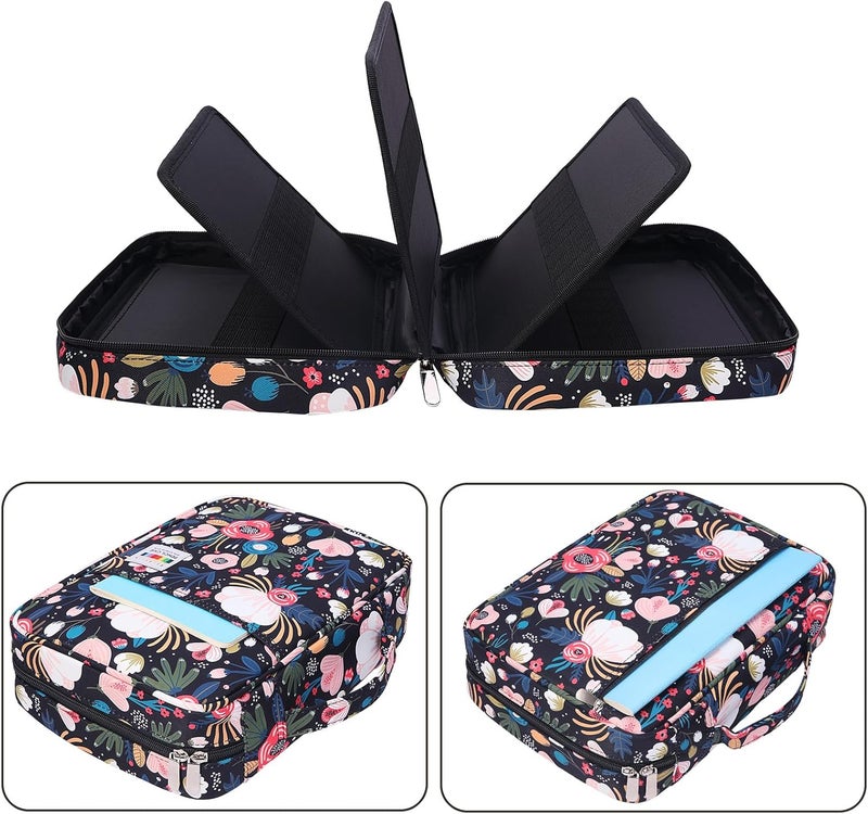 BOMKEE Colored Pencil Case 220 Slots Pencils/Gel Pens Organizer Waterproof Travel Case Zipper Carrying Portable Pencil Markers Pen Holder Bag for Painter Writers School Students (Flourishing Flowers) - Image 3