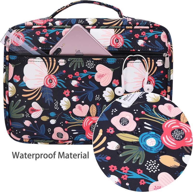 BOMKEE Colored Pencil Case 220 Slots Pencils/Gel Pens Organizer Waterproof Travel Case Zipper Carrying Portable Pencil Markers Pen Holder Bag for Painter Writers School Students (Flourishing Flowers) - Image 5