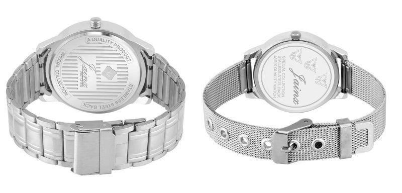 jainx Day Date Feature Steel Chain Gift Set Analog Wrist Watch for Couple - JC451 - Image 2