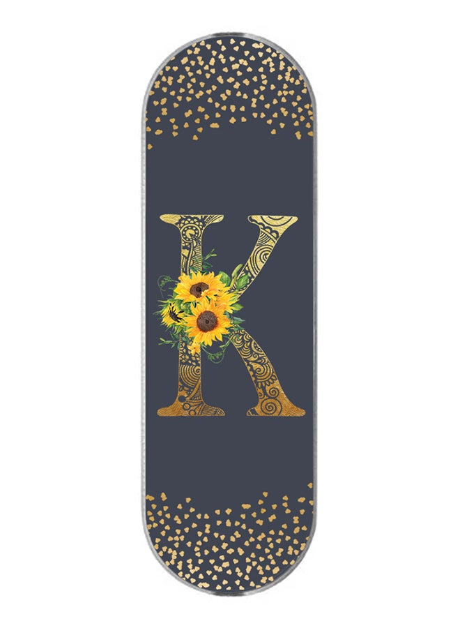 Stylizedd 3-In-1 Universal Mobile Phone Grip Holder- Custom Monogram Initial Letter Mandala Floral Pattern Alphabet - K (Grey)