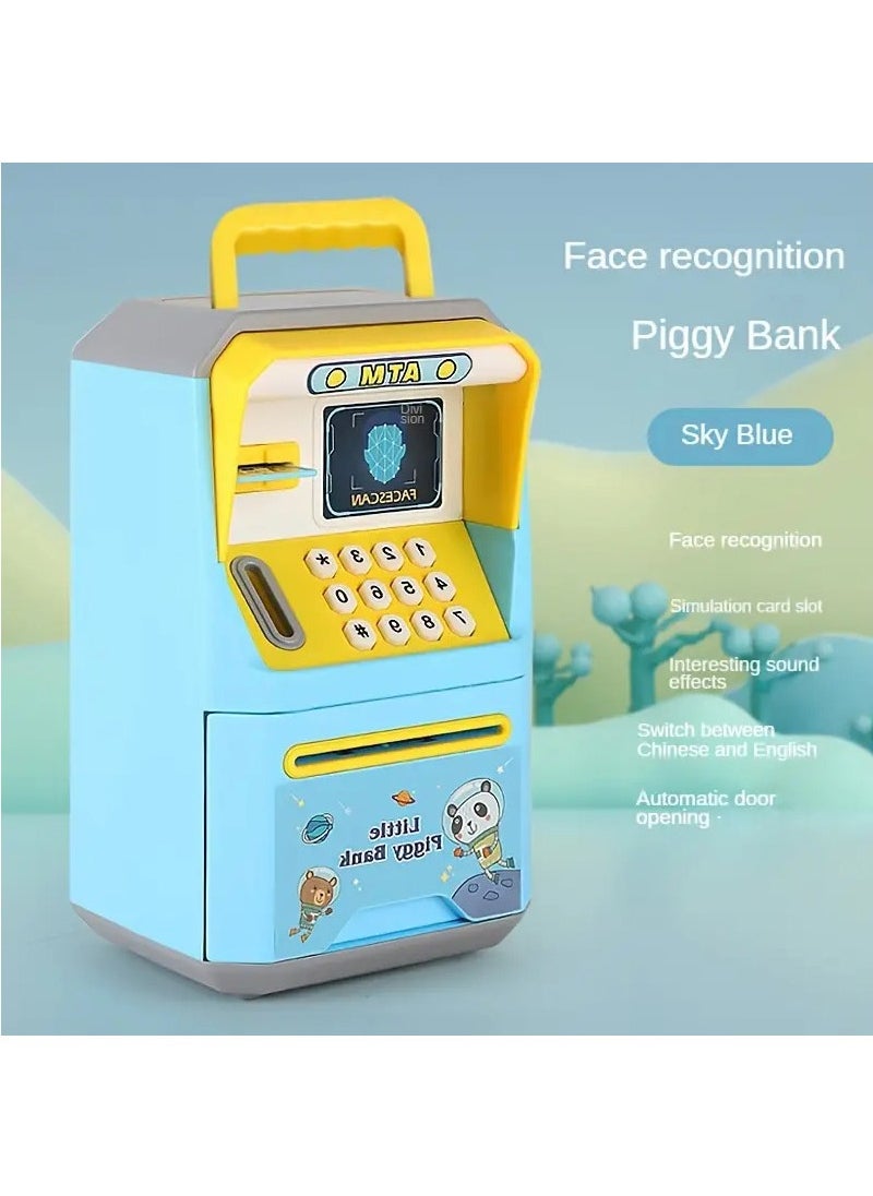 Arabest Children's ATM Bank, Electronic Bank Cash Coin Can, Simulated Face Recognition ATM Machine, Kid Banks Toy Savings Bank Cash, Children's Storage Money Pot ATM Machine for Boys, Girls(Blue)  - Image 1