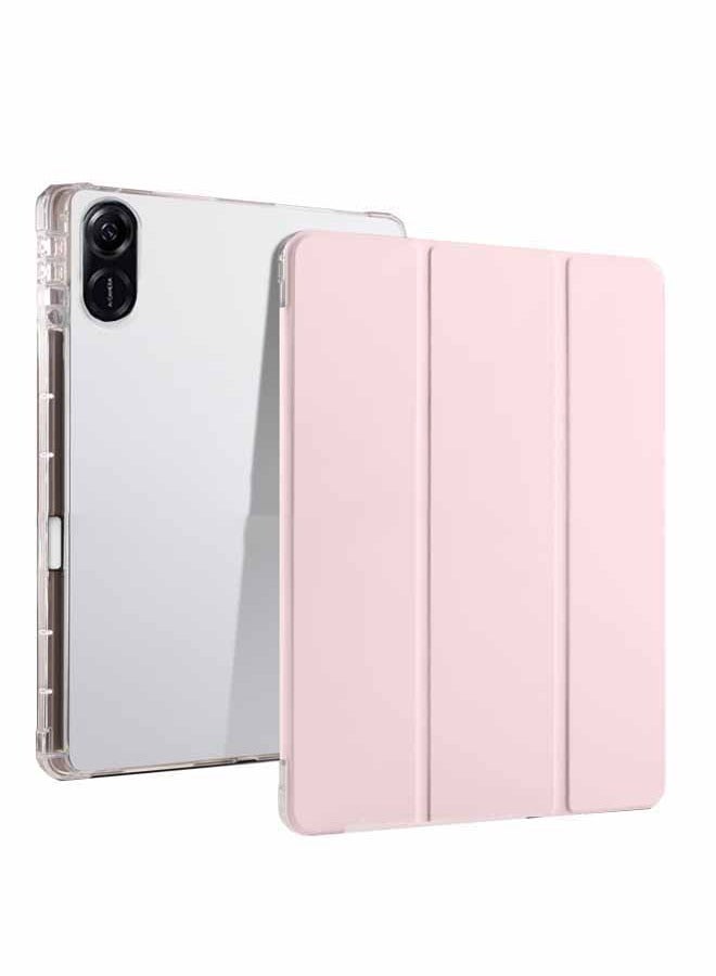 Case for Honor Pad X8a 11 Inch ,Transparent Airbag With Pen Slot For Anti Drop, Tablet Protective Cover, Triple Fold Multi Angle Design, Automatic Wake-up/sleep, Soft Leather,Pink - Image 1