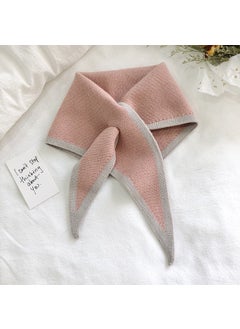 New Simple Lazy Cross Knit Scarf Fashion Warm Triangle NeckerchiefCute pink Cute pink