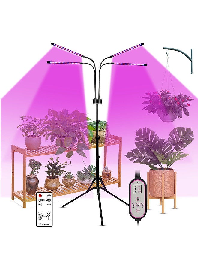 Generic 40W 80LEDs Grow Light with Blue Red Light Bulbs 4/8/12H Timer 9 Brightness Leves for Indoor Plant Seedlings Sunlike Full Spectrum Adjustable Gooseneck Plant Growing Lamps with Remote Control  - Image 4