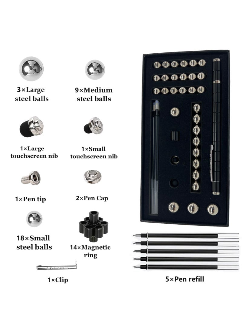 Magnetic Pen Multifunctional Metal Pen Fingertip Toys for Adults or Children Stress Relief Gift Creative Building Block Toys Gel Pen with 5 Refills  - Image 2