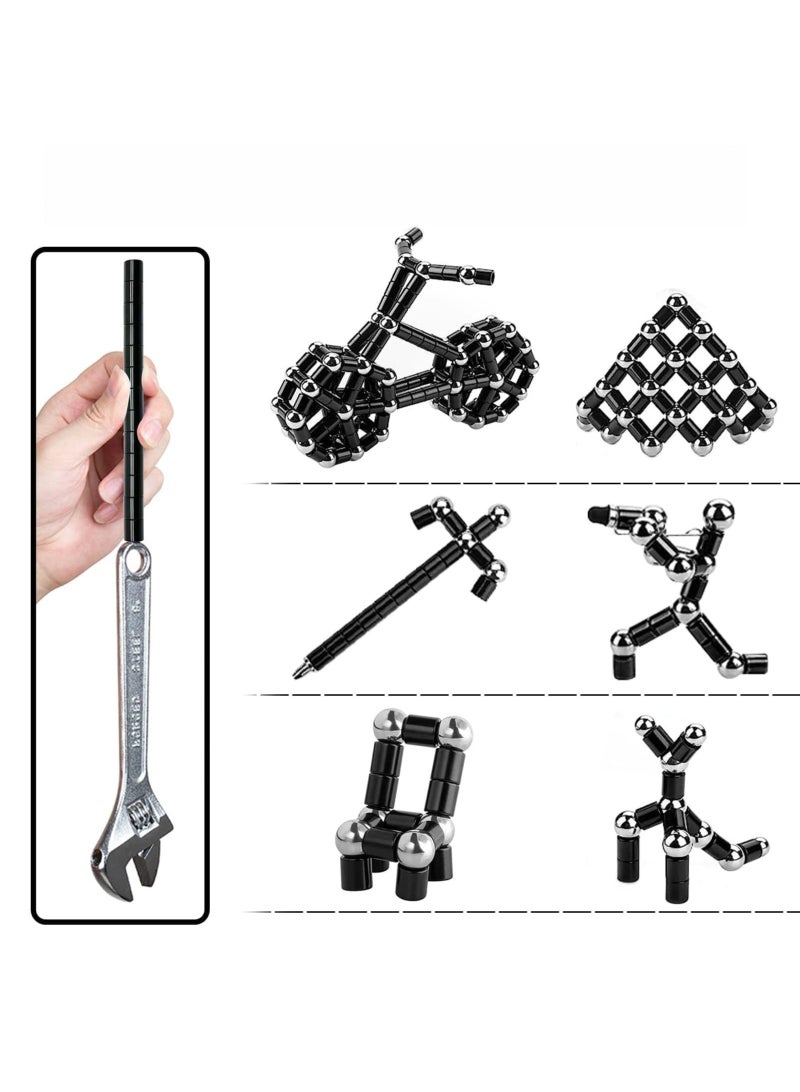 Magnetic Pen Multifunctional Metal Pen Fingertip Toys for Adults or Children Stress Relief Gift Creative Building Block Toys Gel Pen with 5 Refills  - Image 3