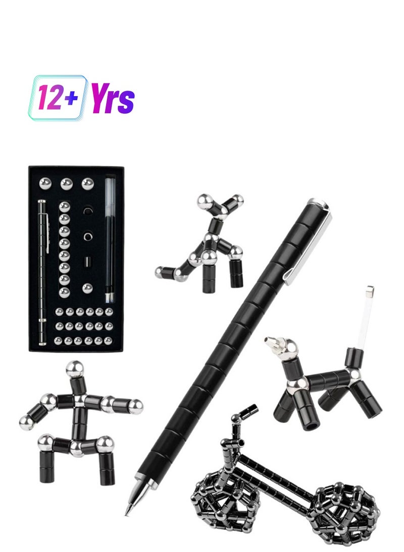 Magnetic Pen Multifunctional Metal Pen Fingertip Toys for Adults or Children Stress Relief Gift Creative Building Block Toys Gel Pen with 5 Refills  - Image 1