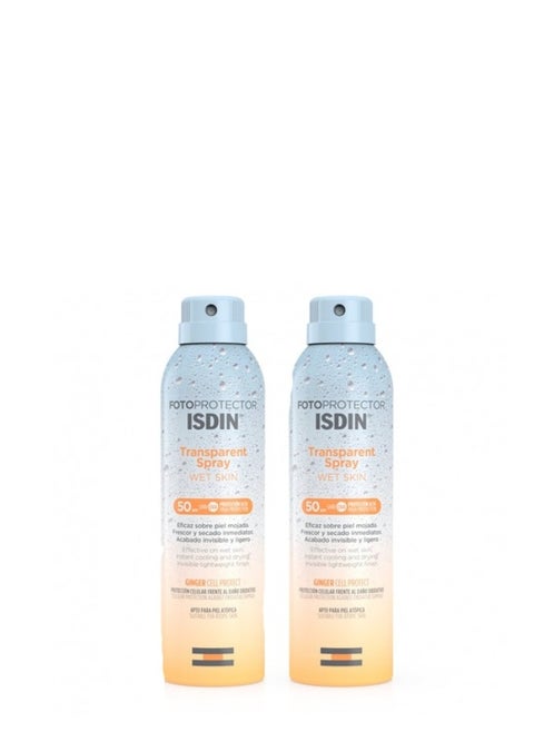 Fotoprotector Transparent Wet Skin Spray Sunscreen SPF 50 Plus Instant Cooling and Drying Pack of  2 250ml Each