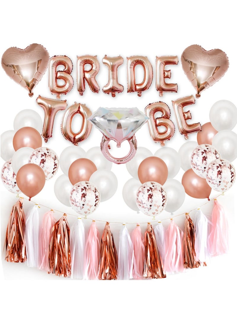 35pc Bachelorette Party Decorations Kit for Bride to Be, Bridal Shower Decorations, Engagement Party – Balloons, Sash,  (Rose Gold) - Image 1