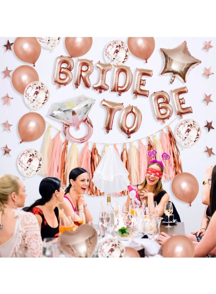 35pc Bachelorette Party Decorations Kit for Bride to Be, Bridal Shower Decorations, Engagement Party – Balloons, Sash,  (Rose Gold) - Image 2